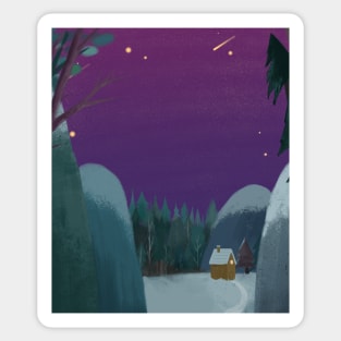 Starry night in the forest Sticker